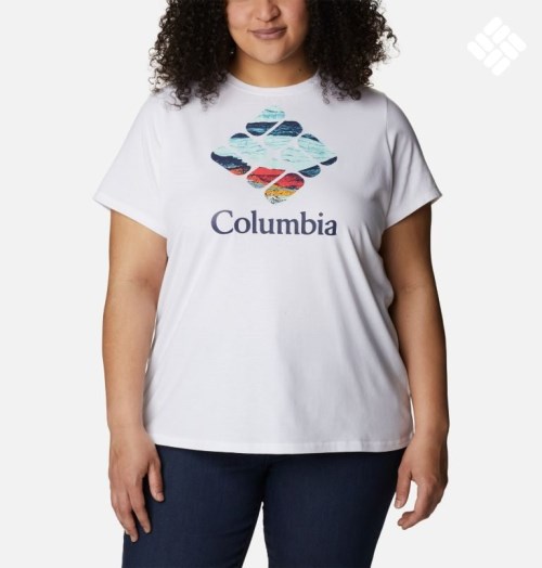 Women's Columbia Sun Trek Graphic T Shirts White | Plus Size CA-J48L1